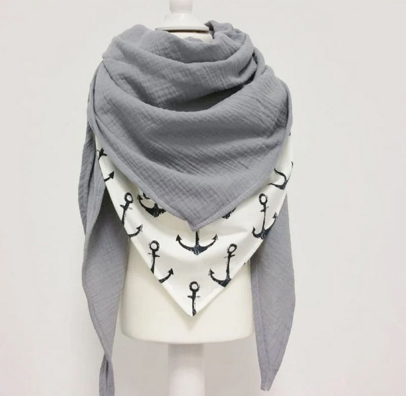Atelier MiaMia - Jersey muslin scarf triangular scarf anchor // xxl 1