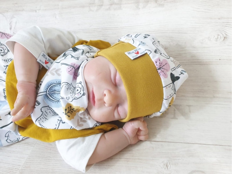 Beanie Set Mütze und Tuch Waldtierchen Nr.260 von Atelier MiaMia