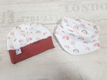 Atelier MiaMia Beanie Set Hat and Scarf Baby Rainbow Bordeaux No.274