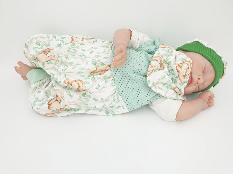 Atelier MiaMia bib romper short and long also as baby set sloth mint 8