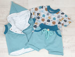 Weste Baby Kind Größe 50-140 Sweat aqua von Atelier MiaMia