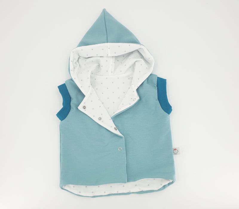 Weste Baby Kind Größe 50-140 Sweat aqua von Atelier MiaMia