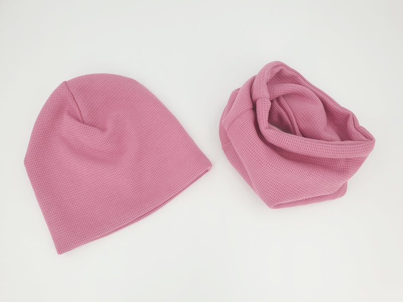 Wendebeanie Set Mütze und Loop Waffeljersey von Atelier MiaMia