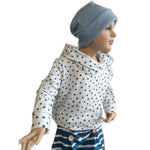 Atelier MiaMia beanie set hat and scarf white black polka dots