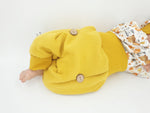 Atelier MiaMia Cool mutandoni o baby set pantaloni con bottoni in jersey waffle giallo senape 116