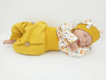 Atelier MiaMia Cool bloomers or baby set button pants waffle jersey mustard yellow 116