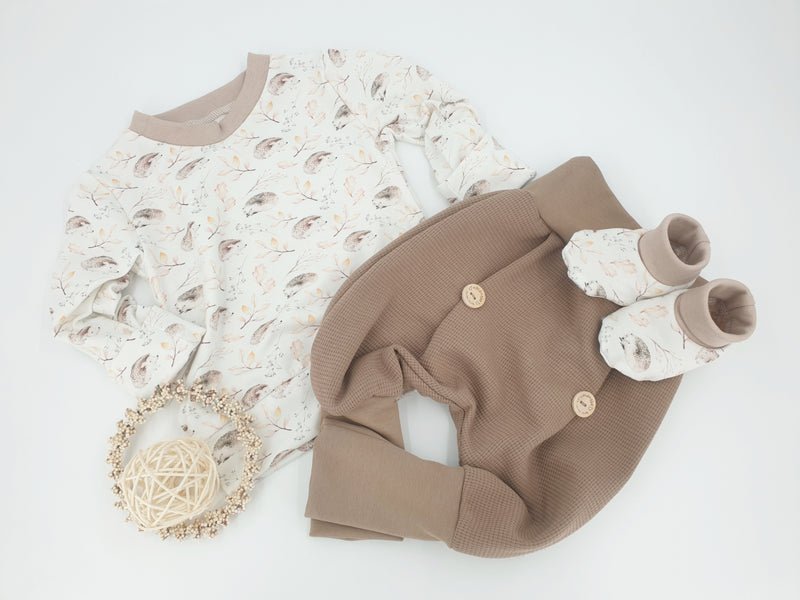 Atelier MiaMia Cool mutandoni o pantaloni con bottoni baby set in jersey waffle Taupe114