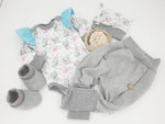 Atelier MiaMia Cool bloomers or baby set button pants waffle jersey gray mottled115
