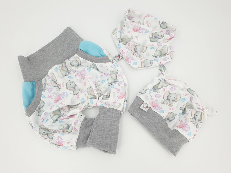 Coole Pumphose oder Babyset kurz und lang Elefanten 109 von Atelier MiaMia