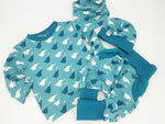 Atelier MiaMia - hoodie baby child from 44-122 short or long sleeve petrol elephant 295