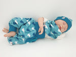 Atelier MiaMia Cool bloomers or baby set short and long elephant blue 110