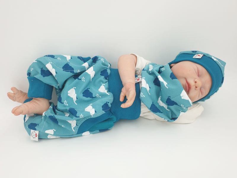 Coole Pumphose oder Babyset kurz und lang Elefanten blau 110 von Atelier MiaMia