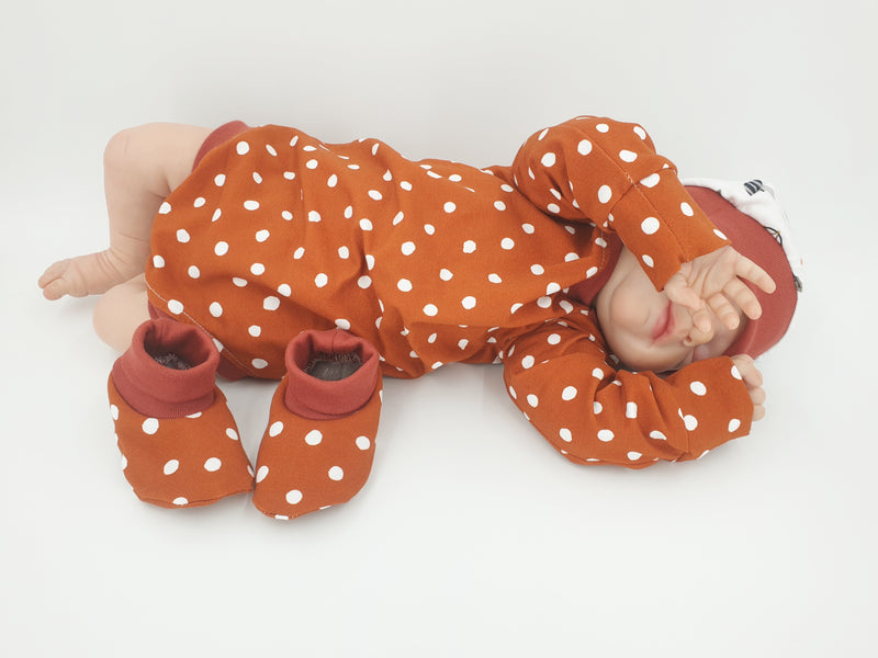 Atelier MiaMia body with short and long sleeves, also available as a Baby Set Terracotta Dots