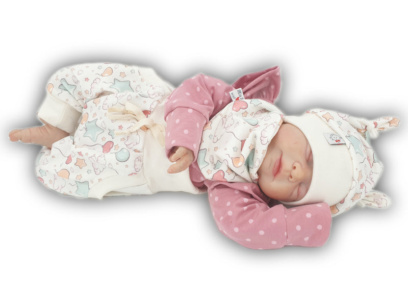 Pumphose oder Set Baby von 50-140 Designerbabyhose Wolken Herzchen von Atelier MiaMia