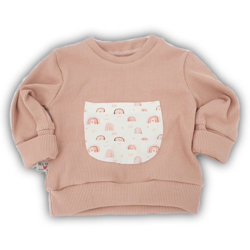Atelier MiaMia - pullover con cappuccio maglia a costine arcobaleno bambino bambino da 44-140 manica corta o lunga designer limitato !!