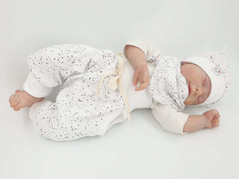 Atelier MiaMia Fantastici calzoncini o baby set corti e lunghi bianchi puntini neri