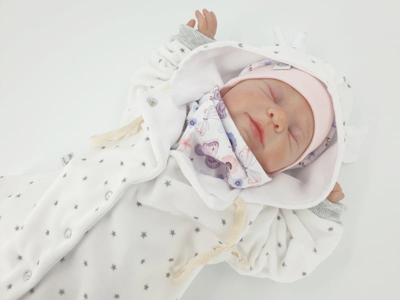 Kaputzenjacke Baby Kind Größe 50-140 Designer Jacke Limitiert !! Nicky Sternchen weiß von Atelier MiaMia