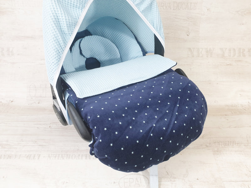 Maxi Cosi Babyschalenbezug, Ersatzbezug oder Spannbezug Waffel blau/dunkelblau 121 von Atelier MiaMia