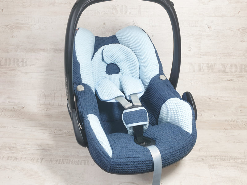 Fodera per ovetto Maxi Cosi, fodera di ricambio o fodera aderente waffle blu/blu scuro 121