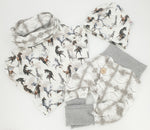 Atelier MiaMia Cool bloomers or baby set grey/white with button