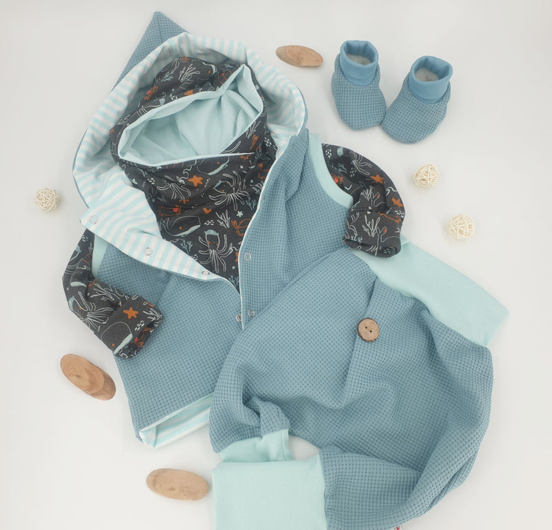 Kapuzenpullover Baby Kind ab 50-140 kurz oder langarm unterm Meer von Atelier MiaMia