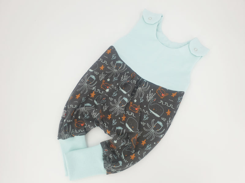 Atelier MiaMia romper short and long also as a baby set under the sea