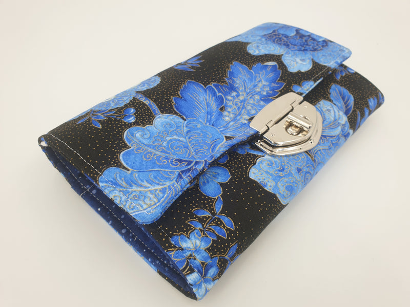 Portamonete Atelier MiaMia fiori blu nero