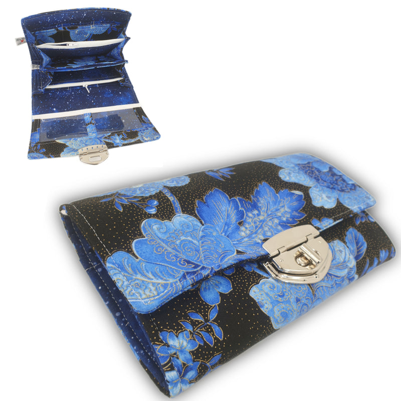 Atelier MiaMia purse flowers blue black