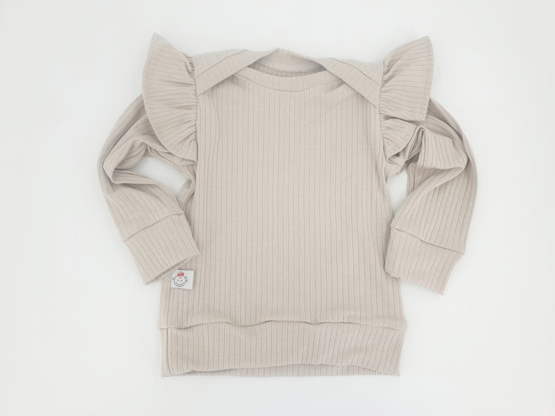Atelier MiaMia - Hoodie sweater baby child from 50-140 short or long-sleeved rib beige