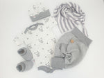 Coole Pumphose oder Babyset mit Knopf grau Waffeljersey von Atelier MiaMia