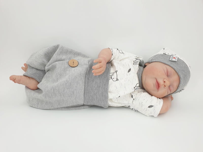 Atelier MiaMia Fantastici calzoncini o baby set con bottoni in jersey waffle grigio