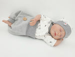 Atelier MiaMia Cool bloomers or baby set with button gray waffle jersey