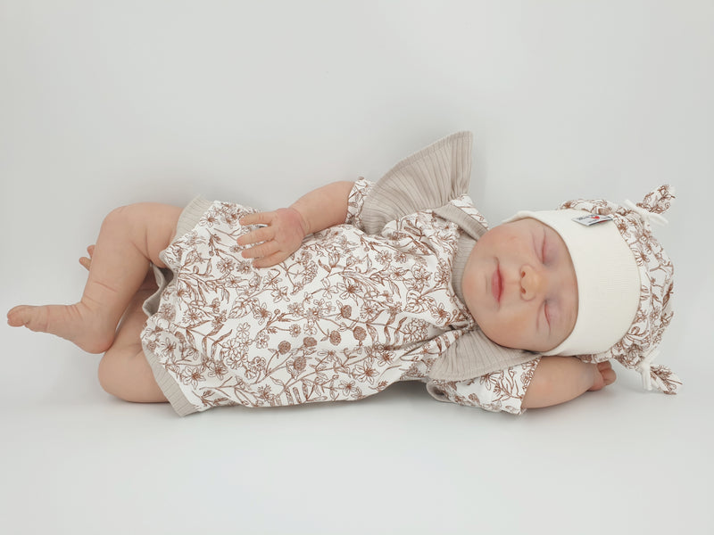 Atelier MiaMia body a maniche corte e lunghe disponibile anche come baby set fiori beige
