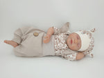 Atelier MiaMia Cool bloomers or baby set with button rib beige