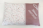 Cuscino nascita Atelier MiaMia - cuscino nome con ricamo - pannello - foto bocciolo di cotone