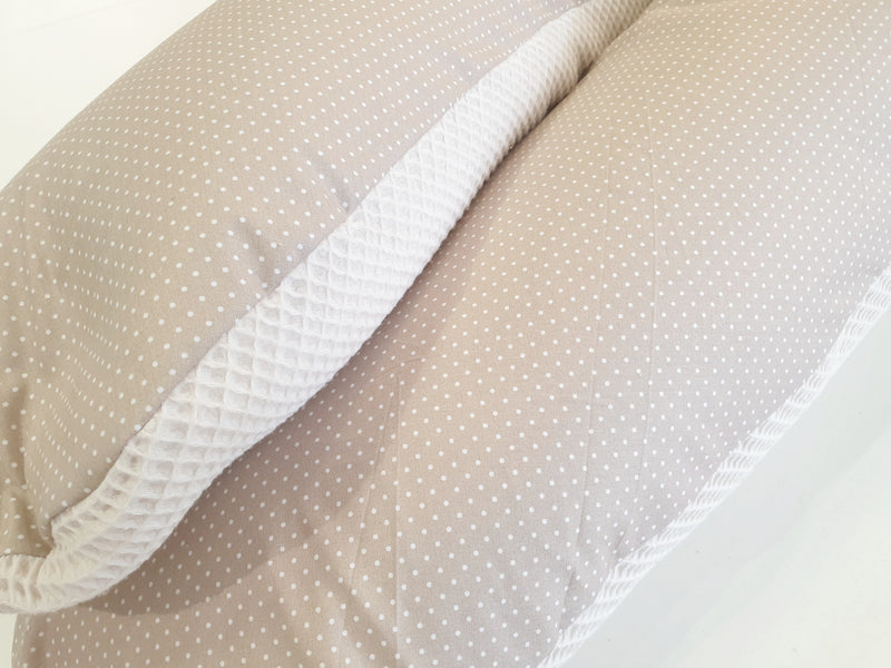 Atelier MiaMia nursing pillow or side sleeper pillow positioning pillow dots beige