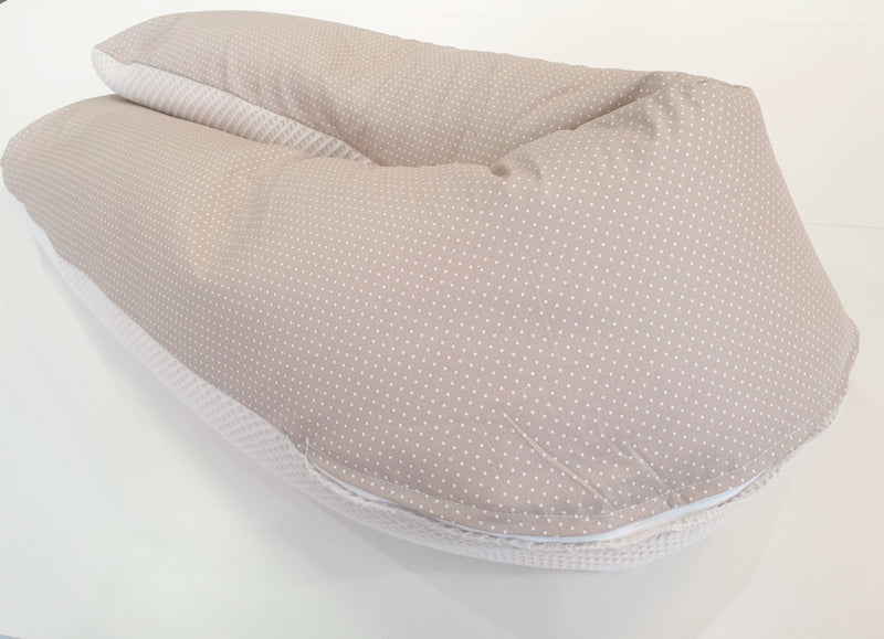 Atelier MiaMia cuscino per allattamento o cuscino per traversina laterale cuscino di posizionamento pois beige