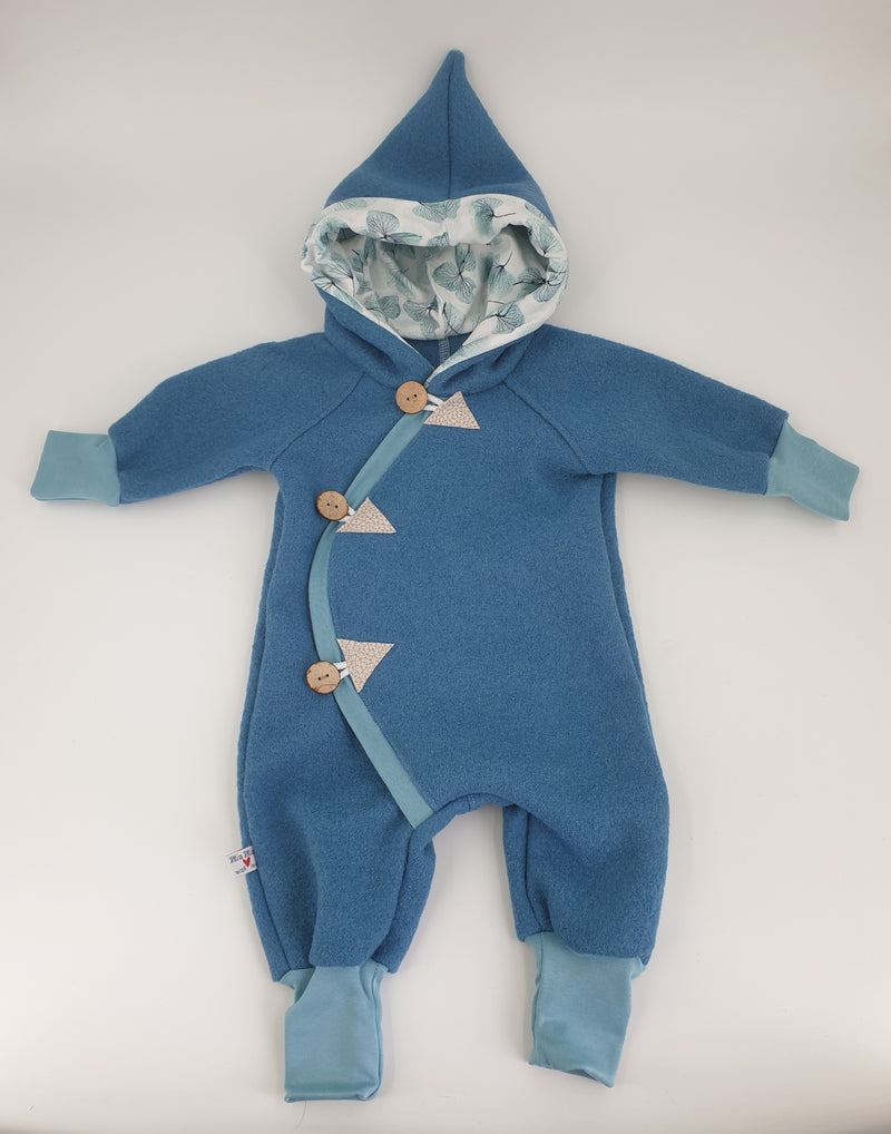 Atelier MiaMia - Walk - overall baby child from 50 to 110 designer walk overall aqua leaves