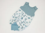 Atelier MiaMia tutina corta e lunga disponibile anche come baby set foglie acqua