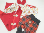 Atelier MiaMia - Walk - tuta neonato bambino da 50 a 110 Designer red forest animals Walkover