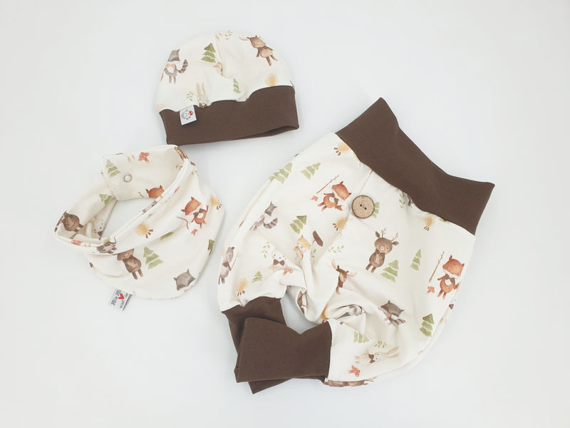 Atelier MiaMia Cool bloomers or baby set short and long forest animals nature