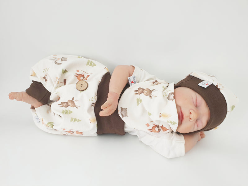 Coole Pumphose oder Babyset kurz und lang Waldtiere Natur von Atelier MiaMia