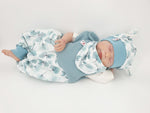 Atelier MiaMia onesie short and long also available as baby set leaves aqua