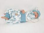 Coole Pumphose oder Babyset kurz und lang Blätter aqua von Atelier MiaMia