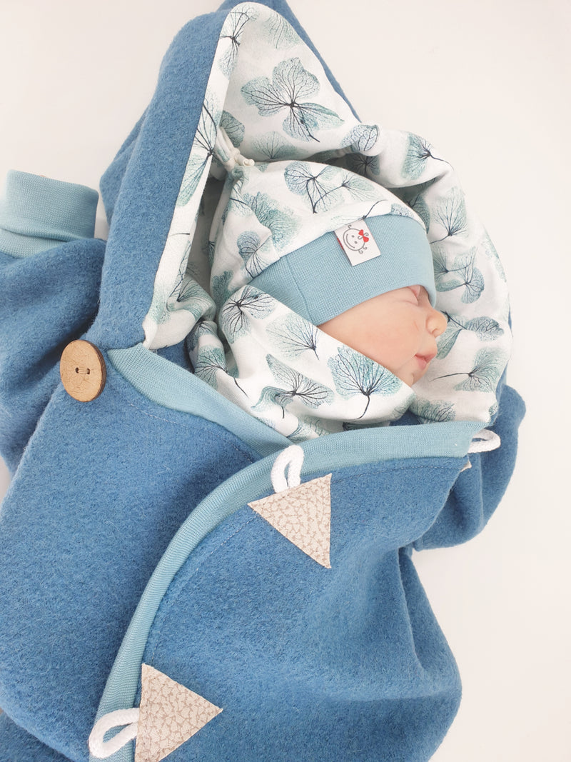 Atelier MiaMia - Walk - overall baby child from 50 to 110 designer walk overall aqua leaves