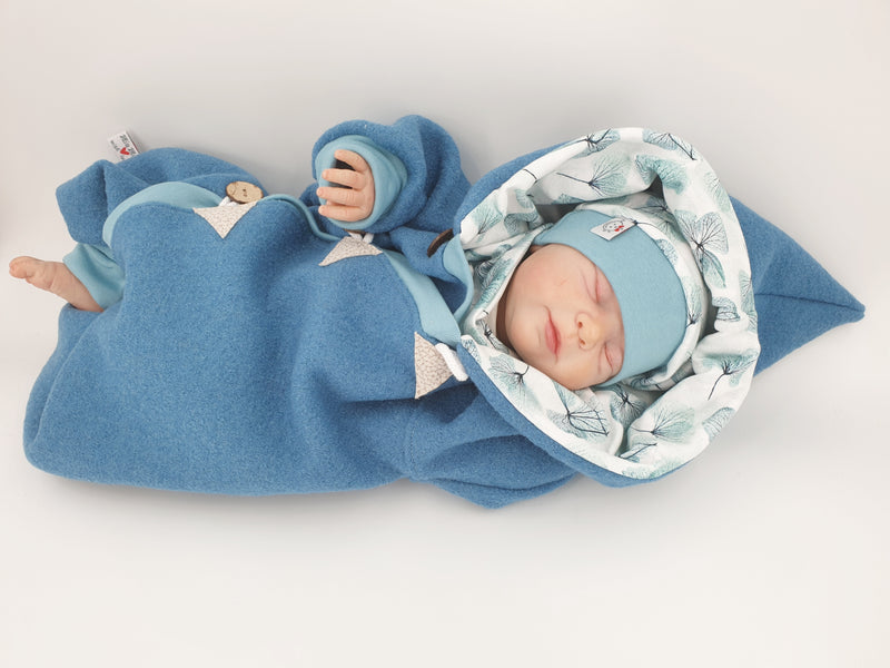 Walk - Overall Baby Kind von 50 bis 110 Designer  Walkoverall aqua Blätter von Atelier MiaMia
