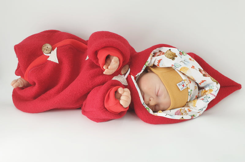 Atelier MiaMia - Walk - tuta neonato bambino da 50 a 110 Designer red forest animals Walkover