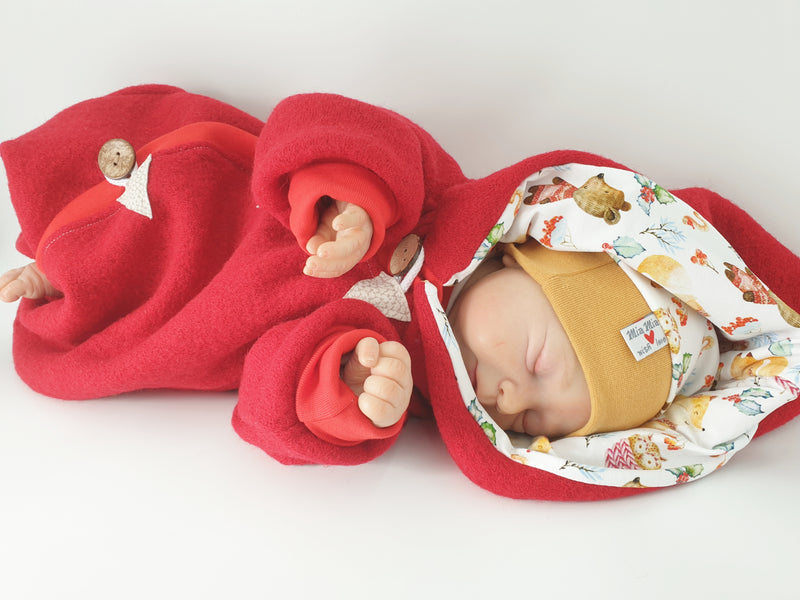 Atelier MiaMia - Walk - tuta neonato bambino da 50 a 110 Designer red forest animals Walkover