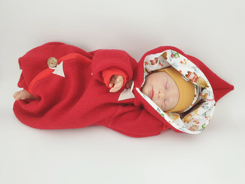 Atelier MiaMia - Walk - tuta neonato bambino da 50 a 110 Designer red forest animals Walkover