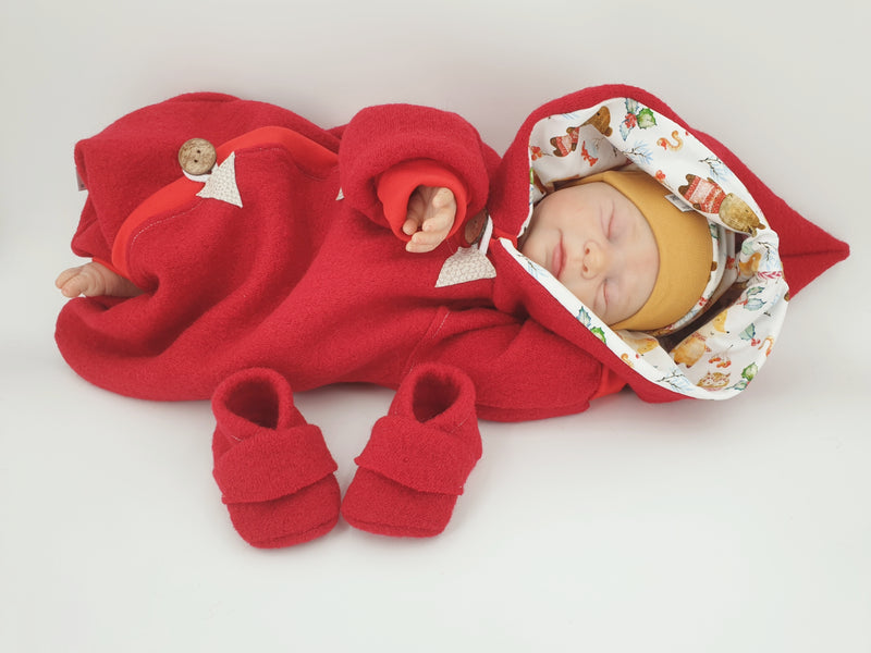 Atelier MiaMia - Walk - tuta neonato bambino da 50 a 110 Designer red forest animals Walkover